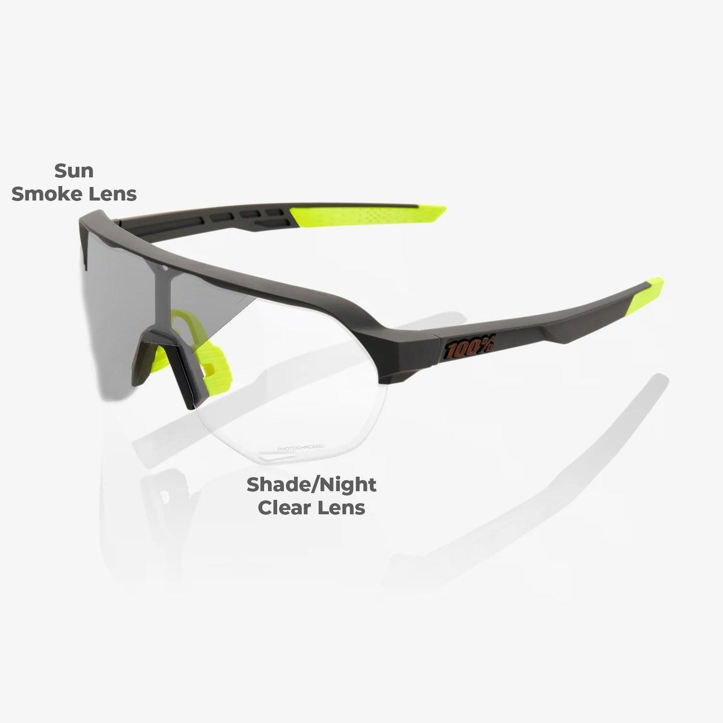 100 Percent Sunglasses - S2 - Soft Tact Cool Grey - Photochromic Lens – Primary View | Smash It Sports