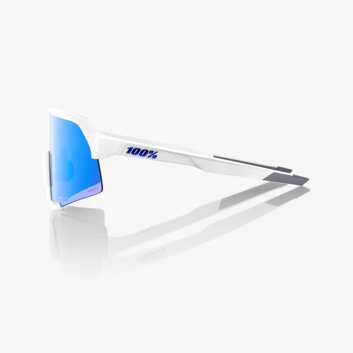 100 Percent Sunglasses - S3 - Matte White - HiPER Blue Multilayer Mirror Lens – Third View | Smash It Sports
