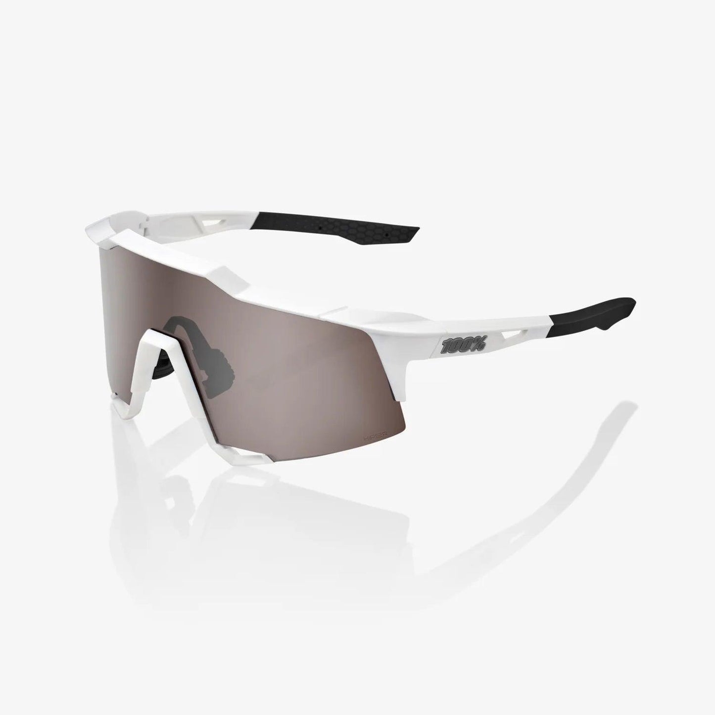 100 Percent Sunglasses - SPEEDCRAFT - Matte White - HiPER Silver Mirror Lens – Primary View | Smash It Sports