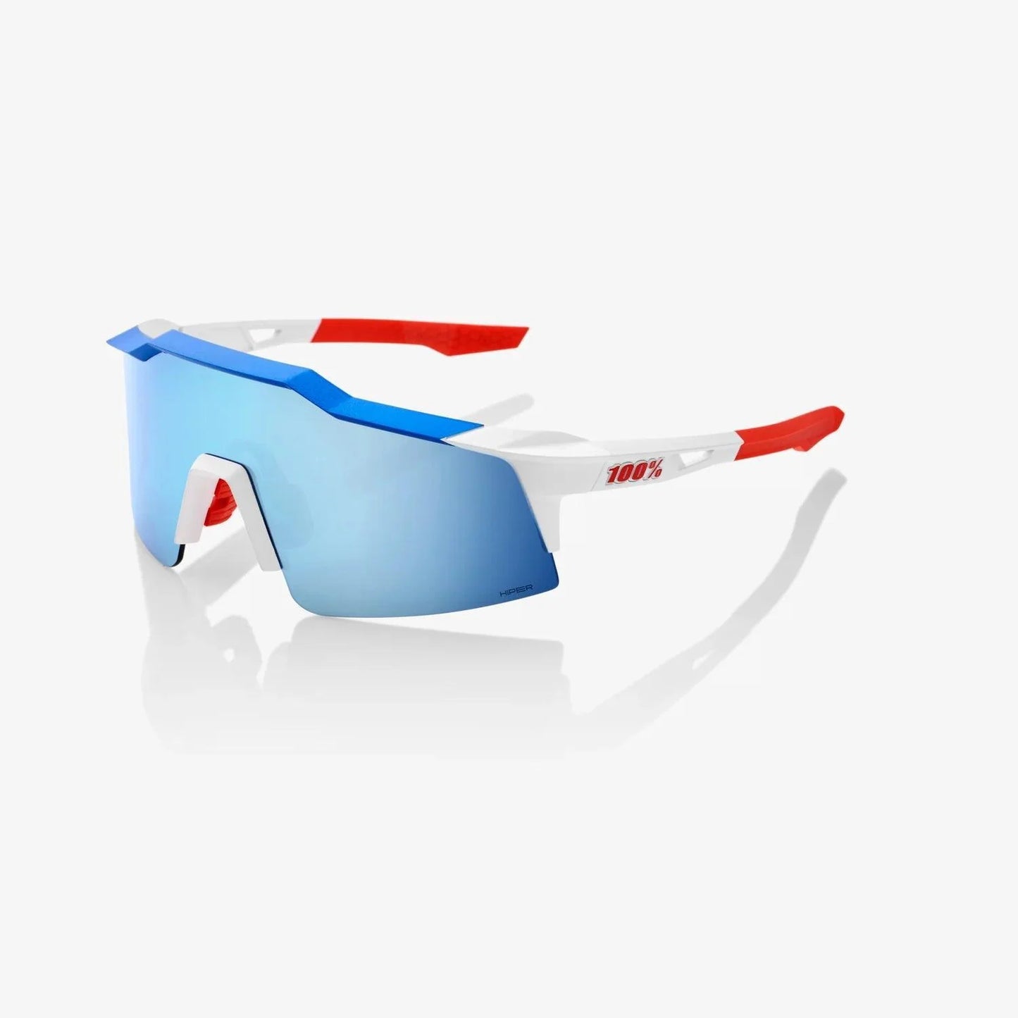 100 Percent Sunglasses - SPEEDCRAFT SL - TotalEnergies Team Matte White / Metallic Blue - HiPER Blue Multilayer Mirror Lens –