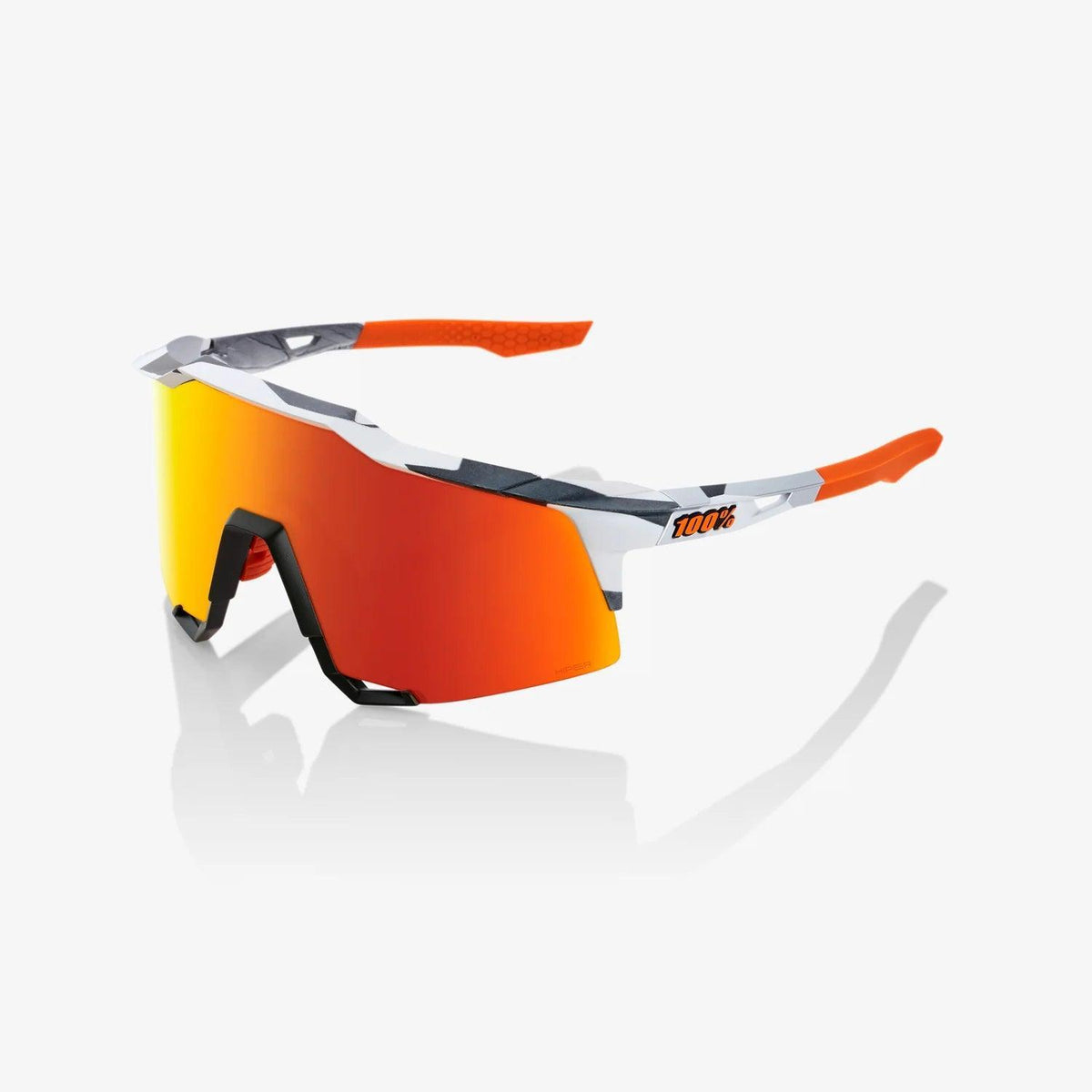 100 Percent Sunglasses - SPEEDCRAFT - Soft Tact Grey Camo - HiPER Red Multilayer Mirror Lens – Primary View | Smash It Sports