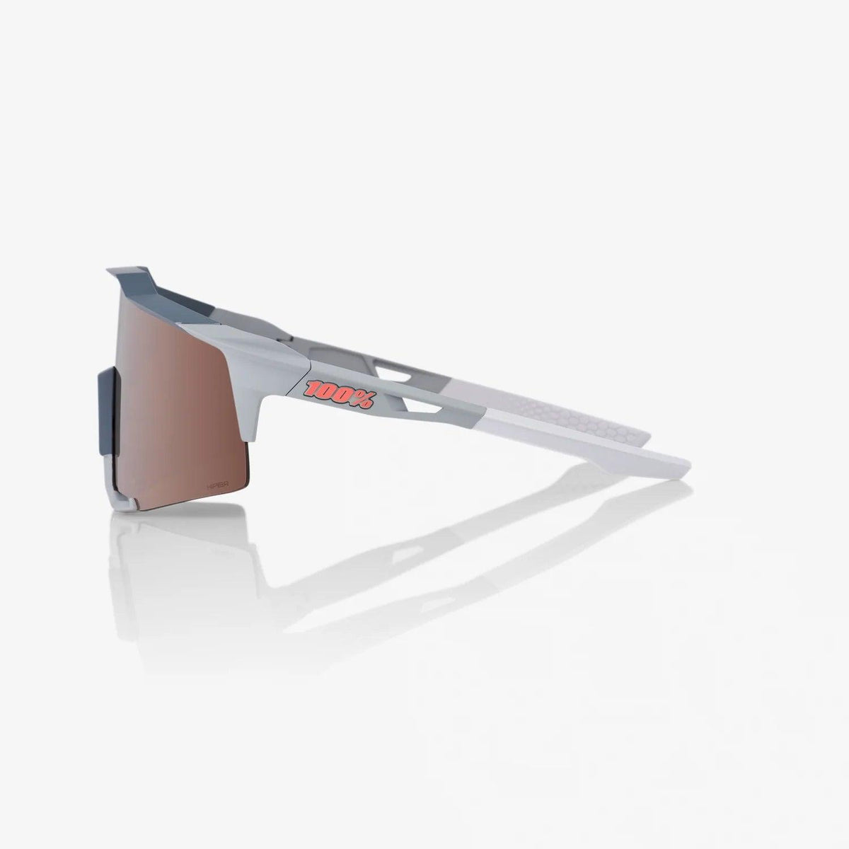 100 Percent Sunglasses - SPEEDCRAFT - Soft Tact Stone Grey - HiPER Crimson Silver Mirror Lens – Third View | Smash It Sports