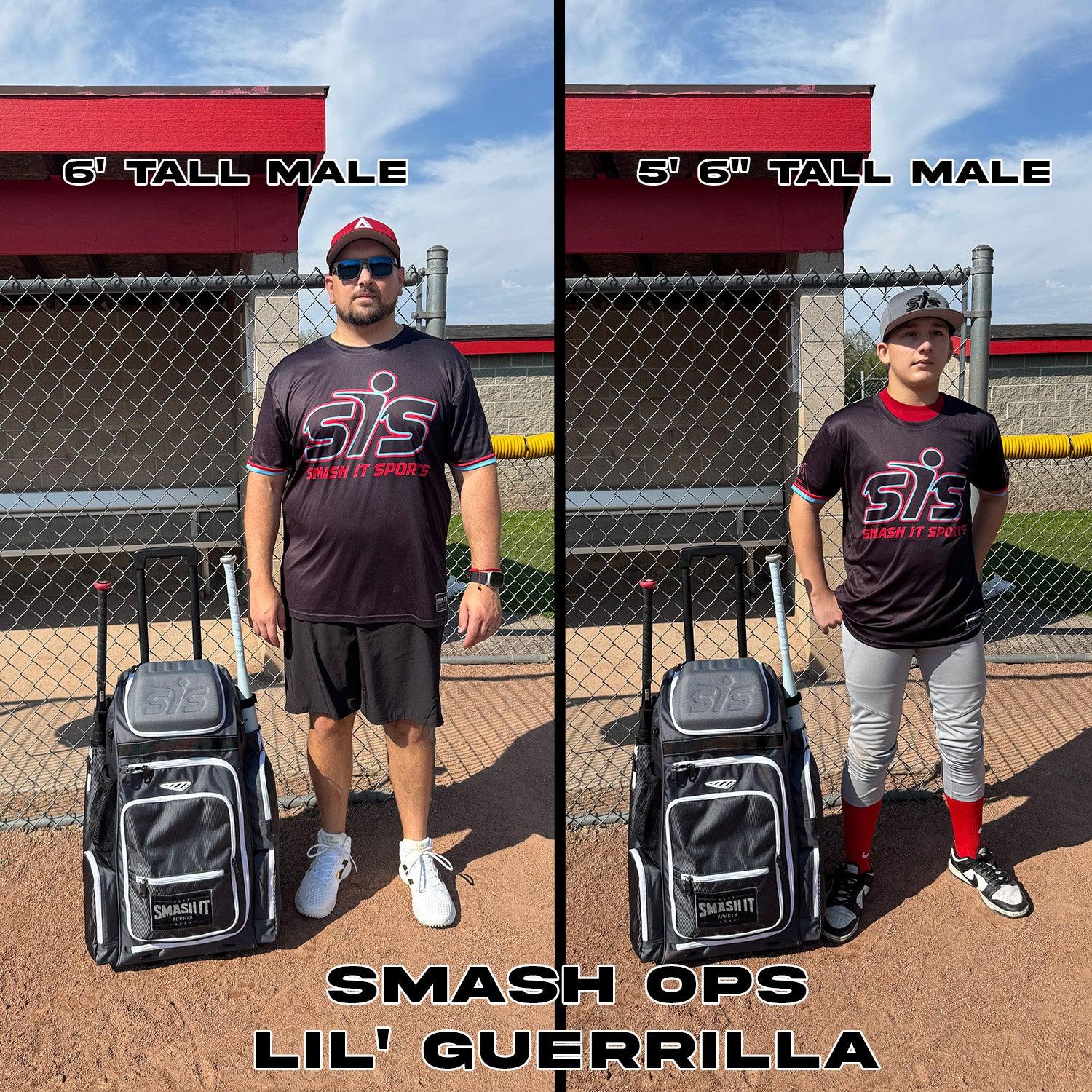 2025 Smash Ops Lil’ Guerrilla Hybrid Roller/Bat Pack Bag - Black/Charcoal - Smash It Sports
