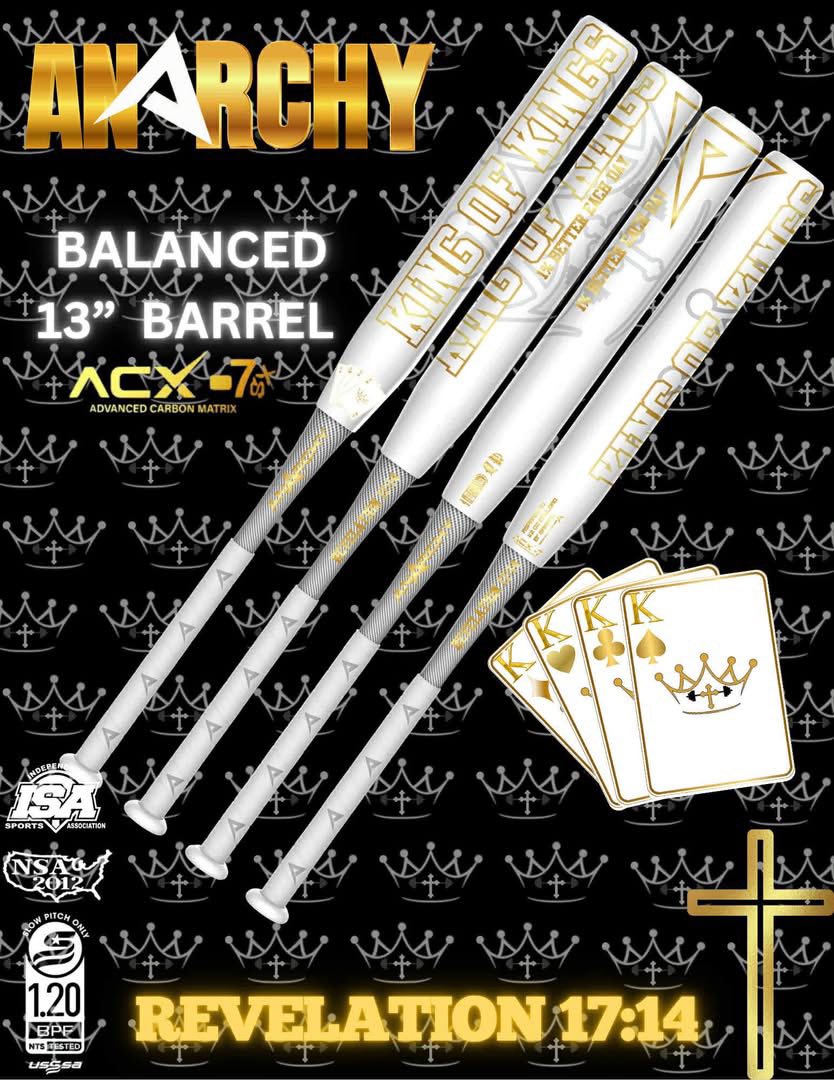 2025 Anarchy King of Kings White Edition Balanced USSSA Slowpitch Softball Bat ASPKINGWH25U (No Warranty) – Product View | Sm