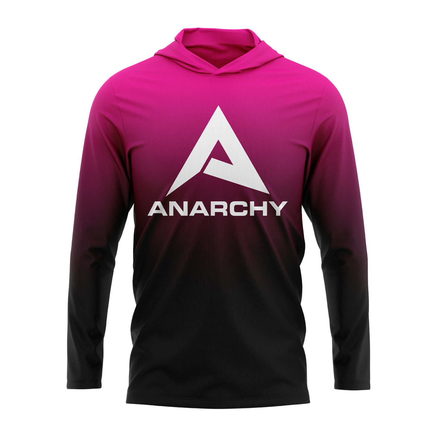 Anarchy Hooded Long Sleeve Tee - Pink/Black Fade