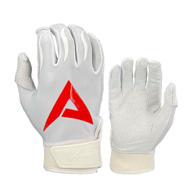 Anarchy Pro Grip Batting Gloves - Whiteout - Red