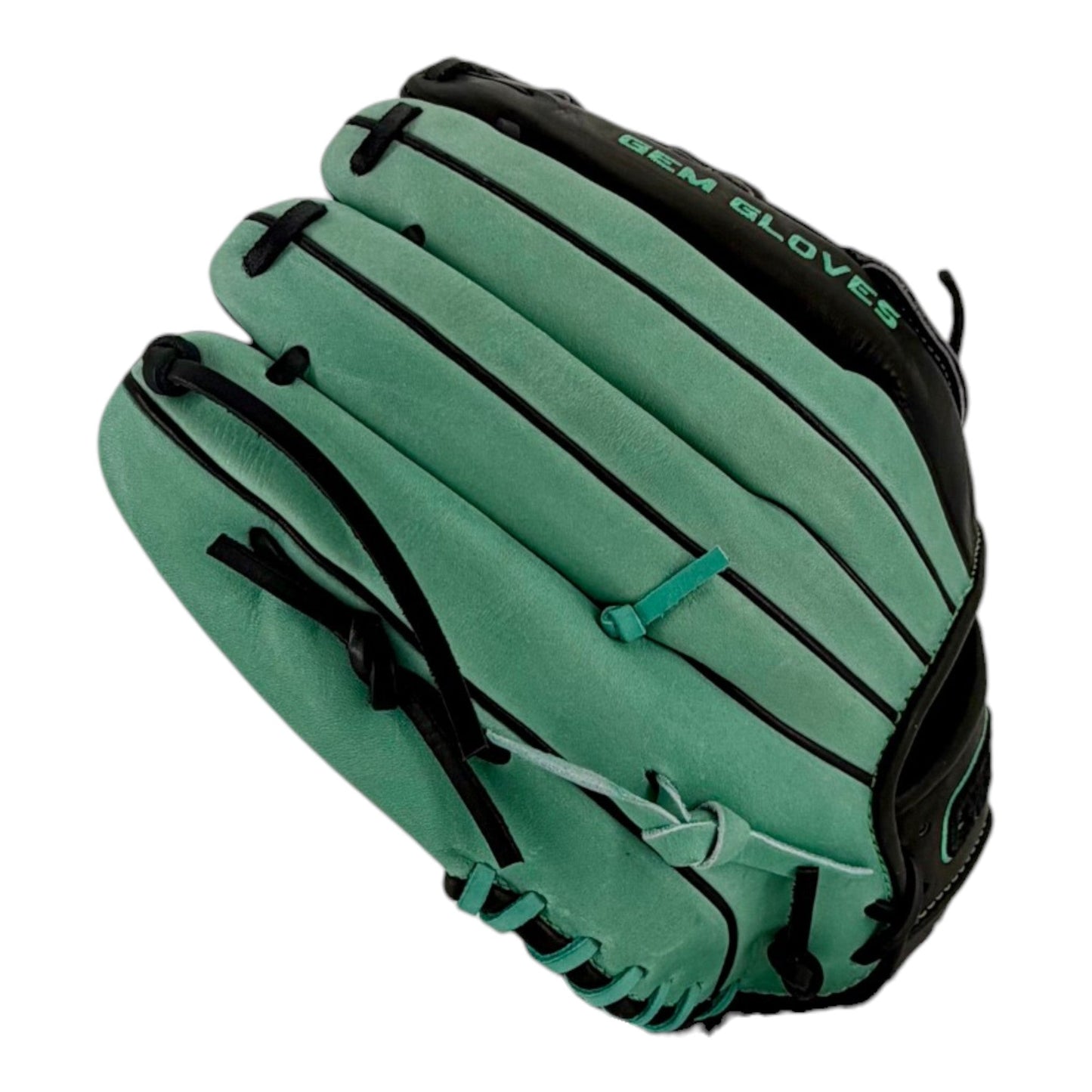Gem Gloves Softball Fielding Glove - GEM115 Phantom Mint – Product View | Smash It Sports | leather, kip, pro