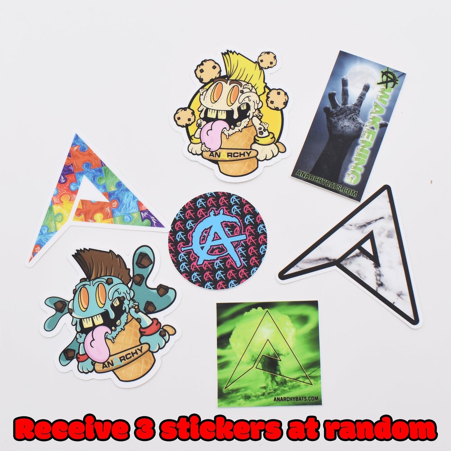 Anarchy Bat Company 3 Sticker Bundle (Random) – Product View | Smash It Sports