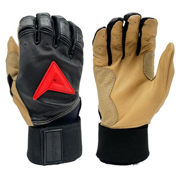 Anarchy Grindstone Long Cuff Batting Glove - Black/Tan/Red – Product View | Smash It Sports | leather, pro
