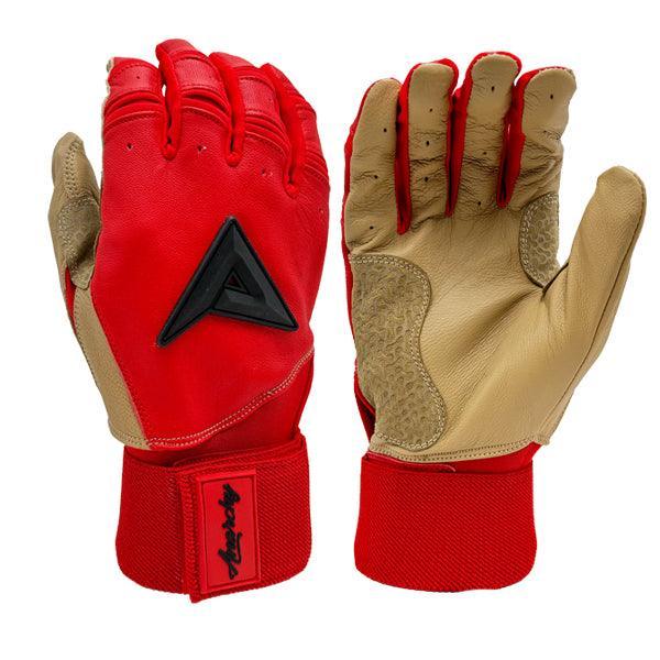 Anarchy Grindstone Long Cuff Batting Glove - Red/Tan/Black – Product View | Smash It Sports | leather, pro