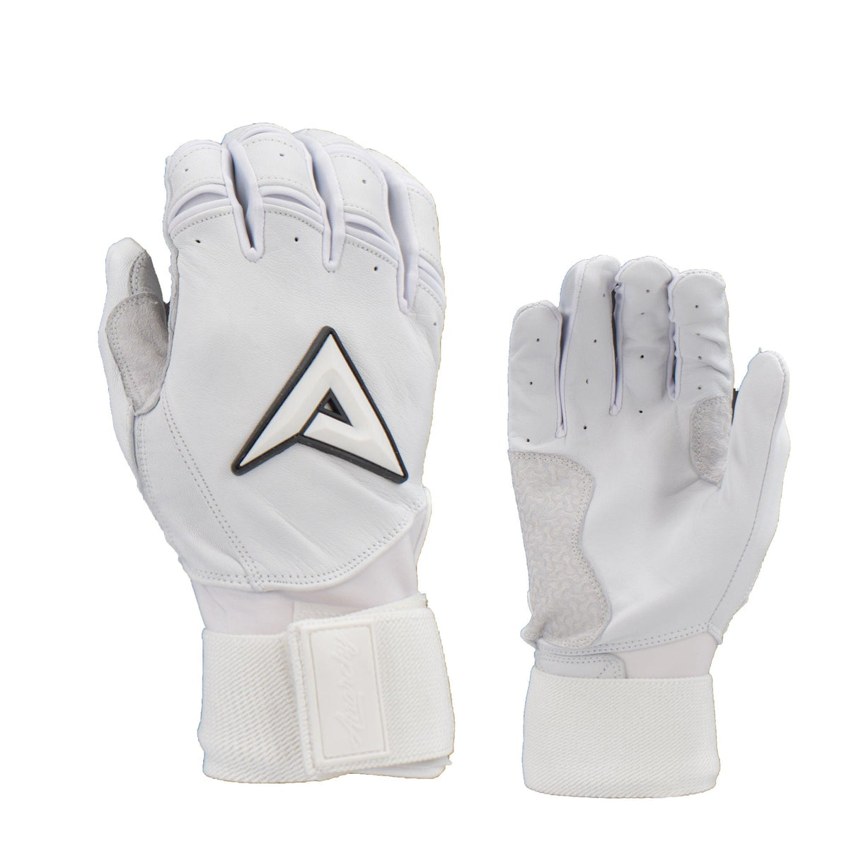 Anarchy Grindstone Long Cuff Batting Glove - Whiteout - Black – Product View | Smash It Sports | leather, pro