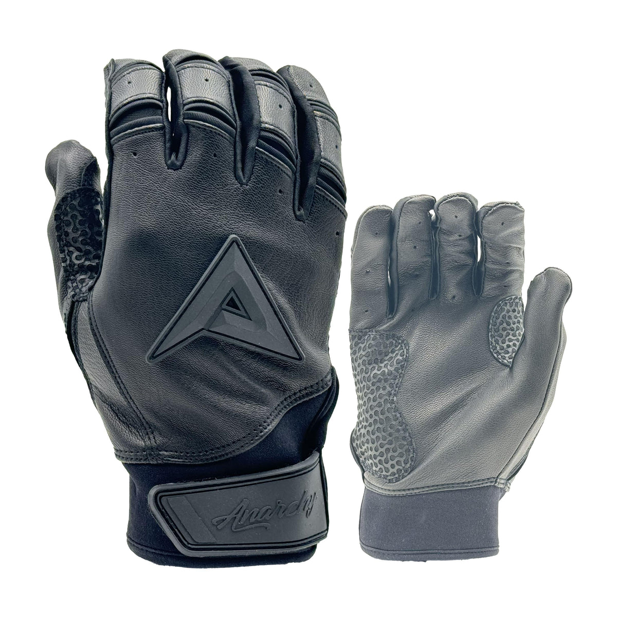 Anarchy Grindstone Short Cuff Batting Glove - Blackout – Product View | Smash It Sports | leather, pro