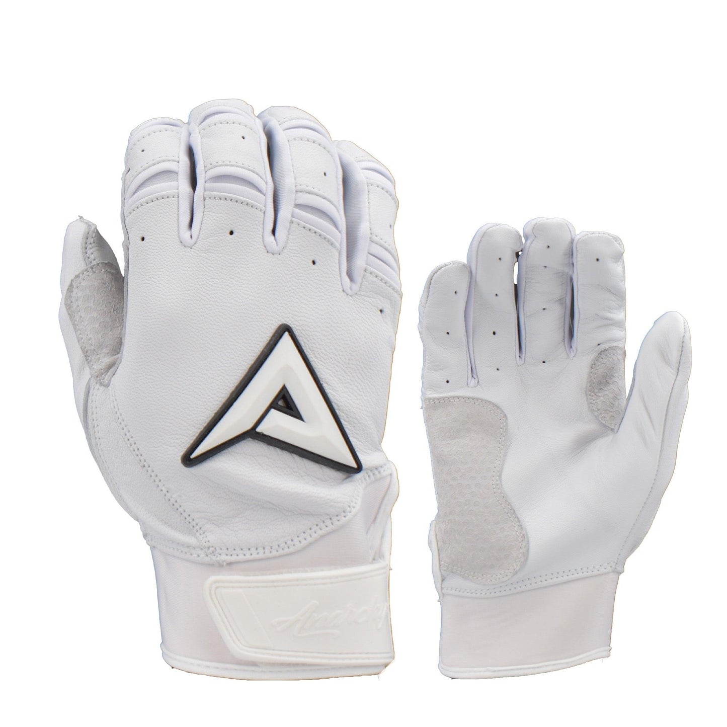 Anarchy Grindstone Short Cuff Batting Glove - Whiteout - Black – Product View | Smash It Sports | leather, pro