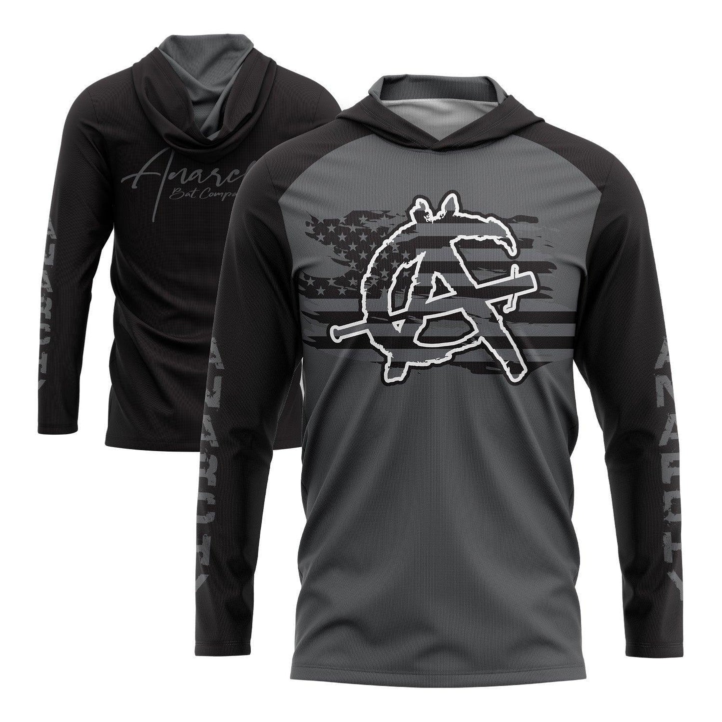 Anarchy Hooded Long Sleeve Tee - Black/Charcoal – Product View | Smash It Sports