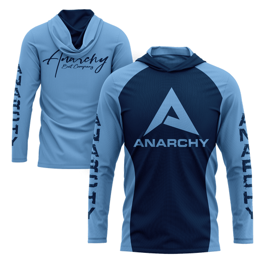 Anarchy Hooded Long Sleeve Tee - Carolina/Navy - Smash It Sports
