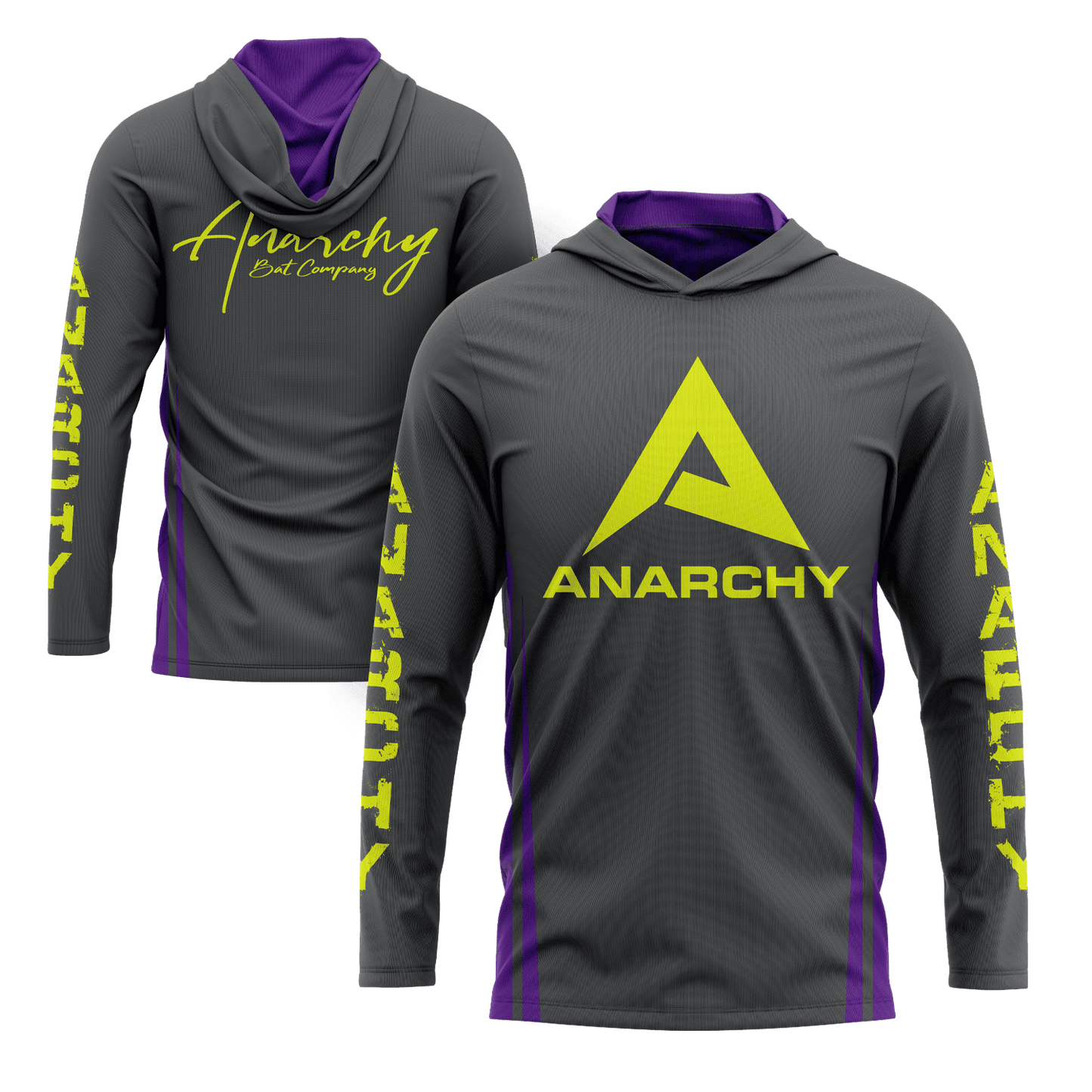 Anarchy Hooded Long Sleeve Tee - Charcoal/Purple/Volt - Smash It Sports