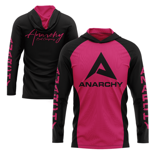 Anarchy Hooded Long Sleeve Tee - Hot Pink/Black - Smash It Sports