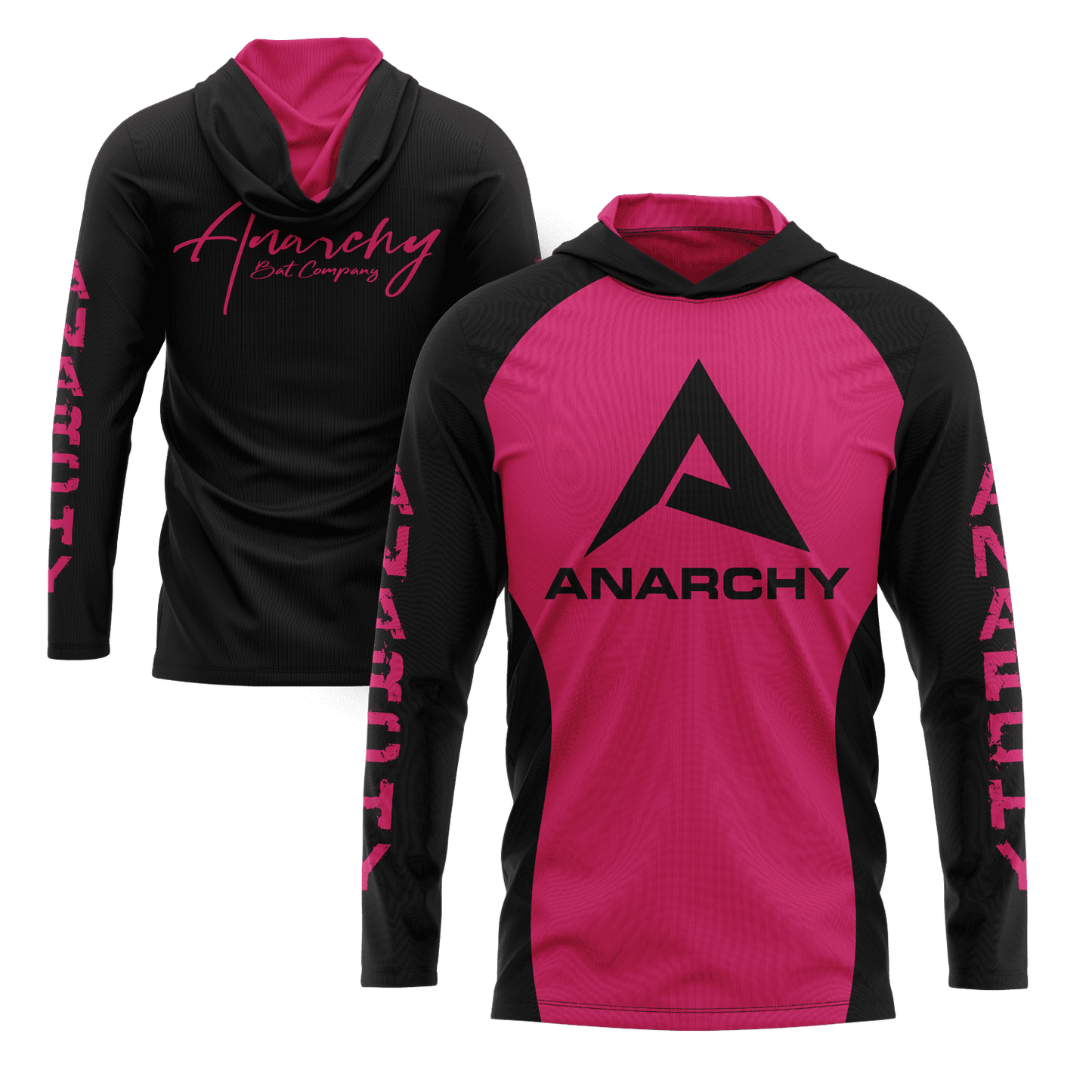 Anarchy Hooded Long Sleeve Tee - Hot Pink/Black - Smash It Sports