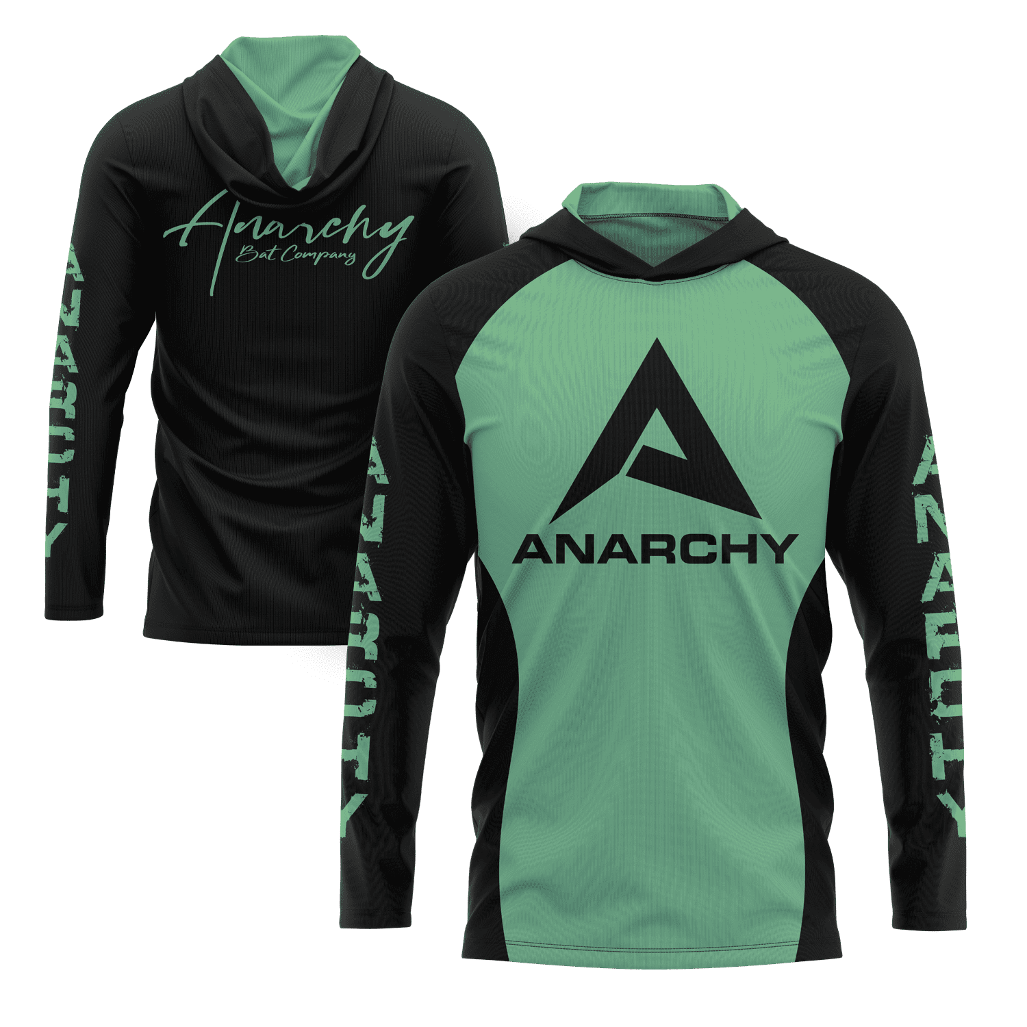 Anarchy Hooded Long Sleeve Tee - Mint/Black - Smash It Sports