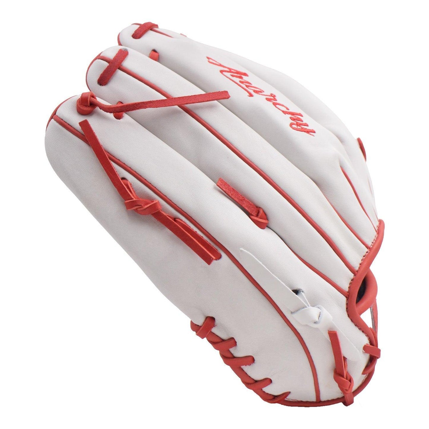 Anarchy Kip Leather Premium Softball Fielding Glove - AFG003 (White/Red) – Product View | Smash It Sports | leather, kip, pro