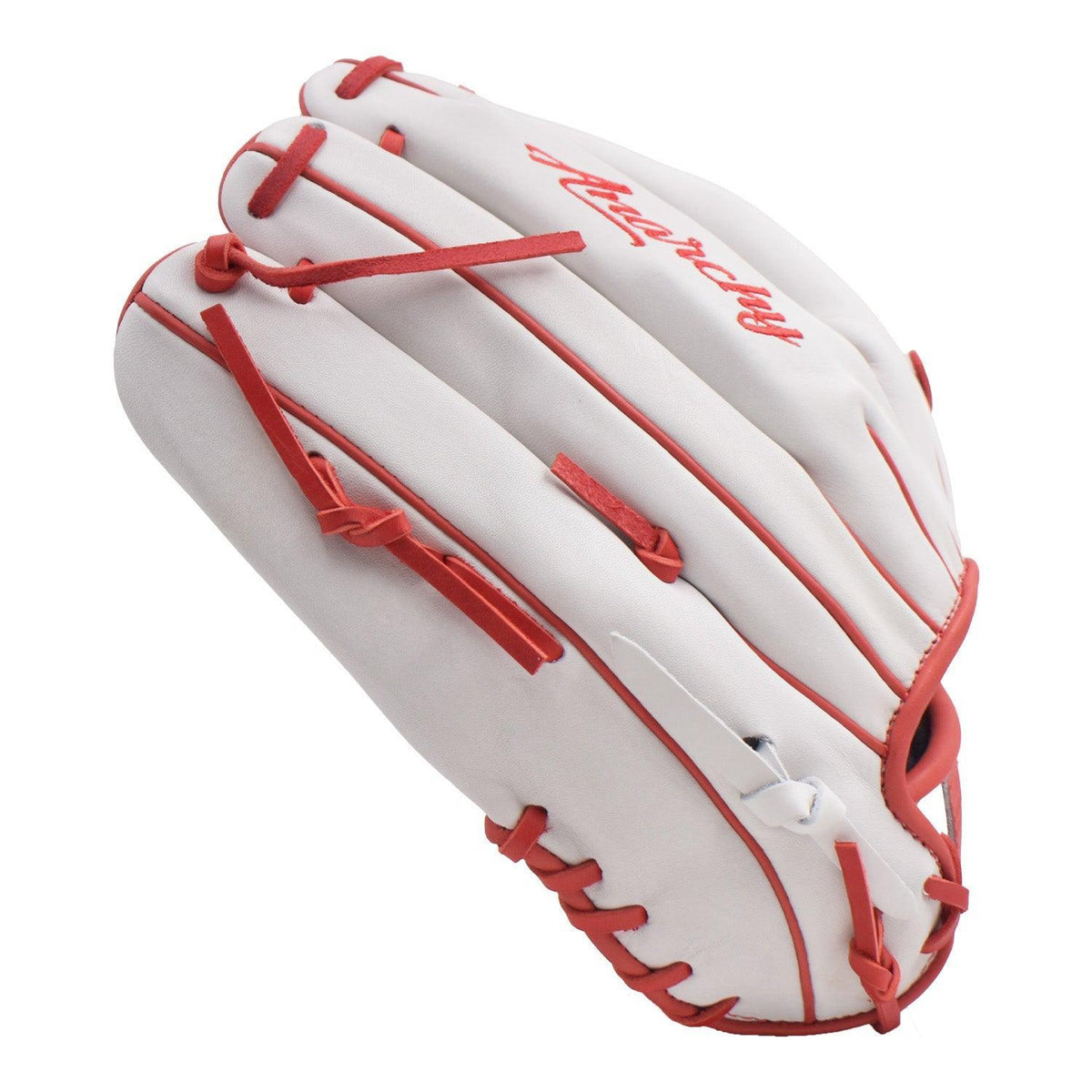 Anarchy Kip Leather Premium Softball Fielding Glove - AFG003 (White/Red) – Product View | Smash It Sports | leather, kip, pro