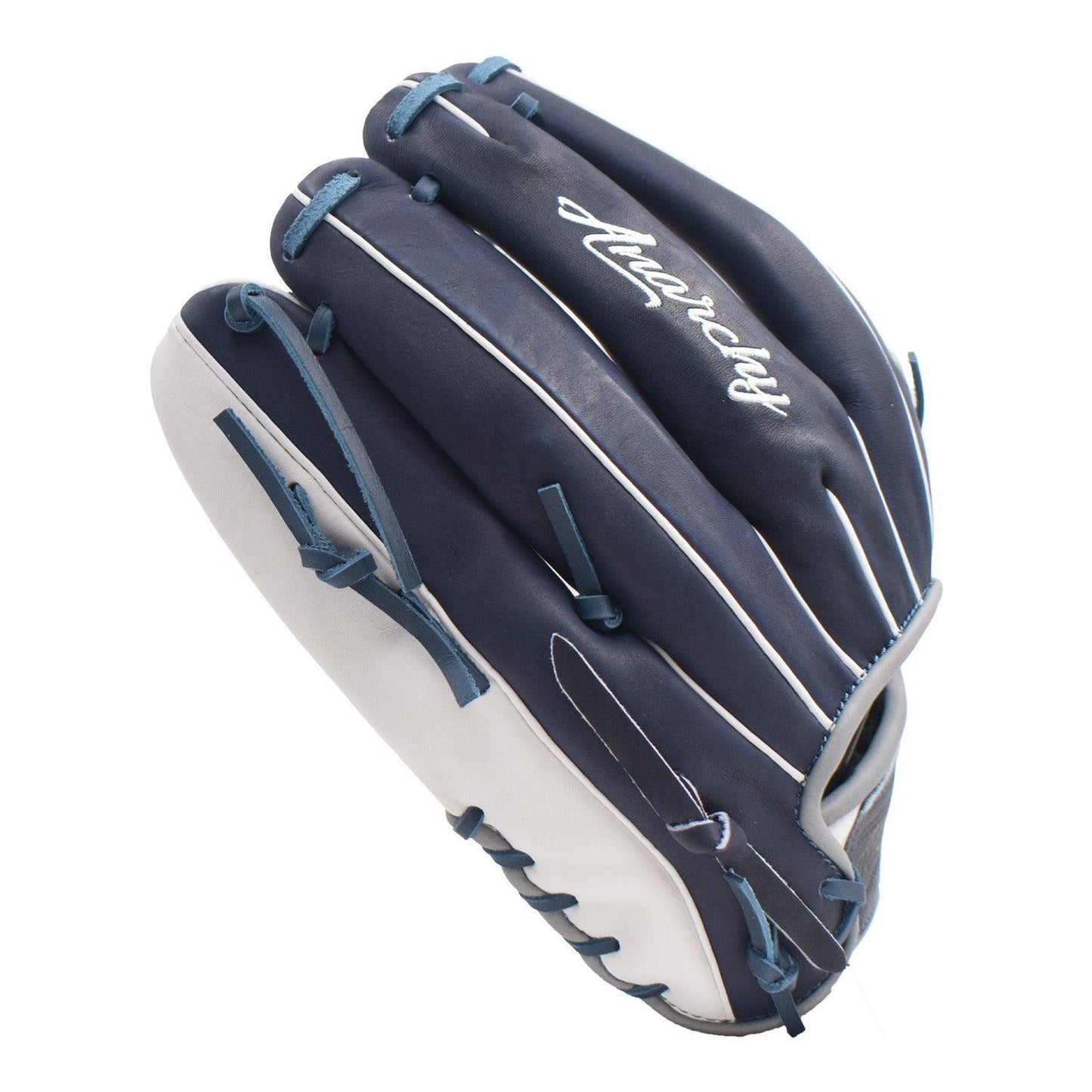 Anarchy Kip Leather Premium Softball Fielding Glove - AFG006 (Navy/White) – Product View | Smash It Sports | leather, kip, pr