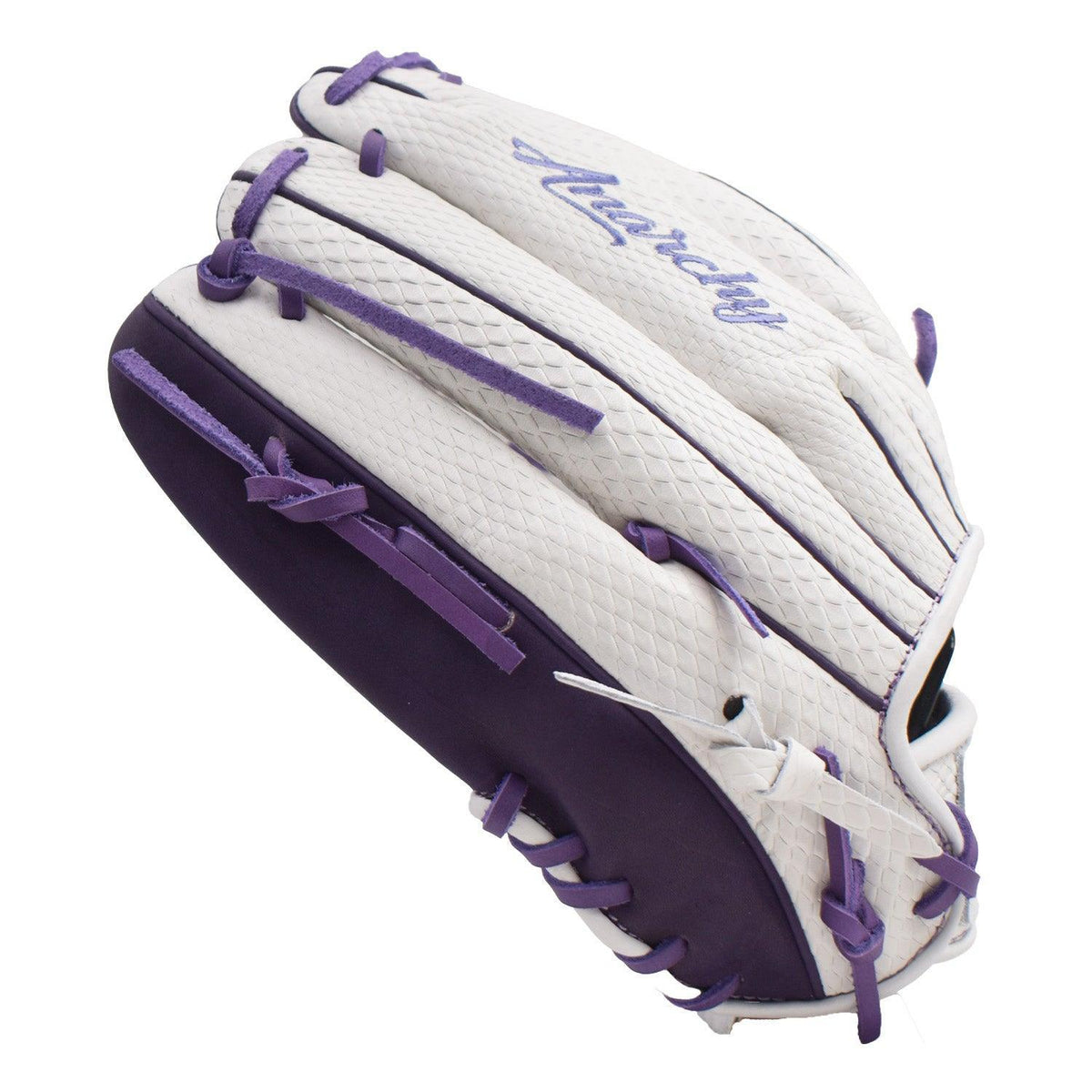 Anarchy Kip Leather Premium Softball Fielding Glove - AFG008 (White/Purple) – Product View | Smash It Sports | leather, kip,