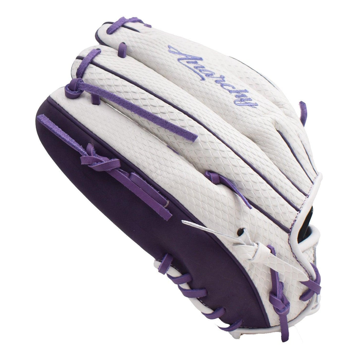 Anarchy Kip Leather Premium Softball Fielding Glove - AFG008 (White/Purple) - Smash It Sports