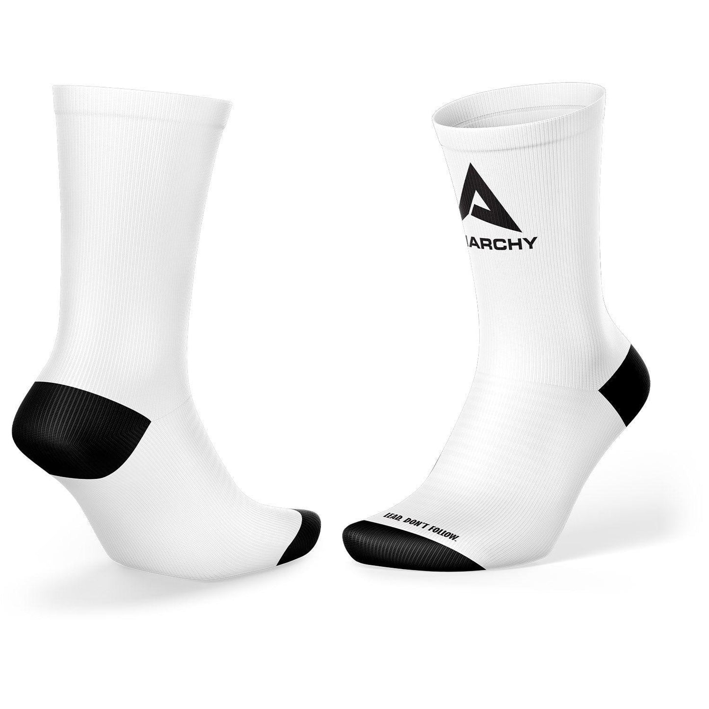 Anarchy Performance Sports Socks - White - Big Logo – Primary View | Smash It Sports