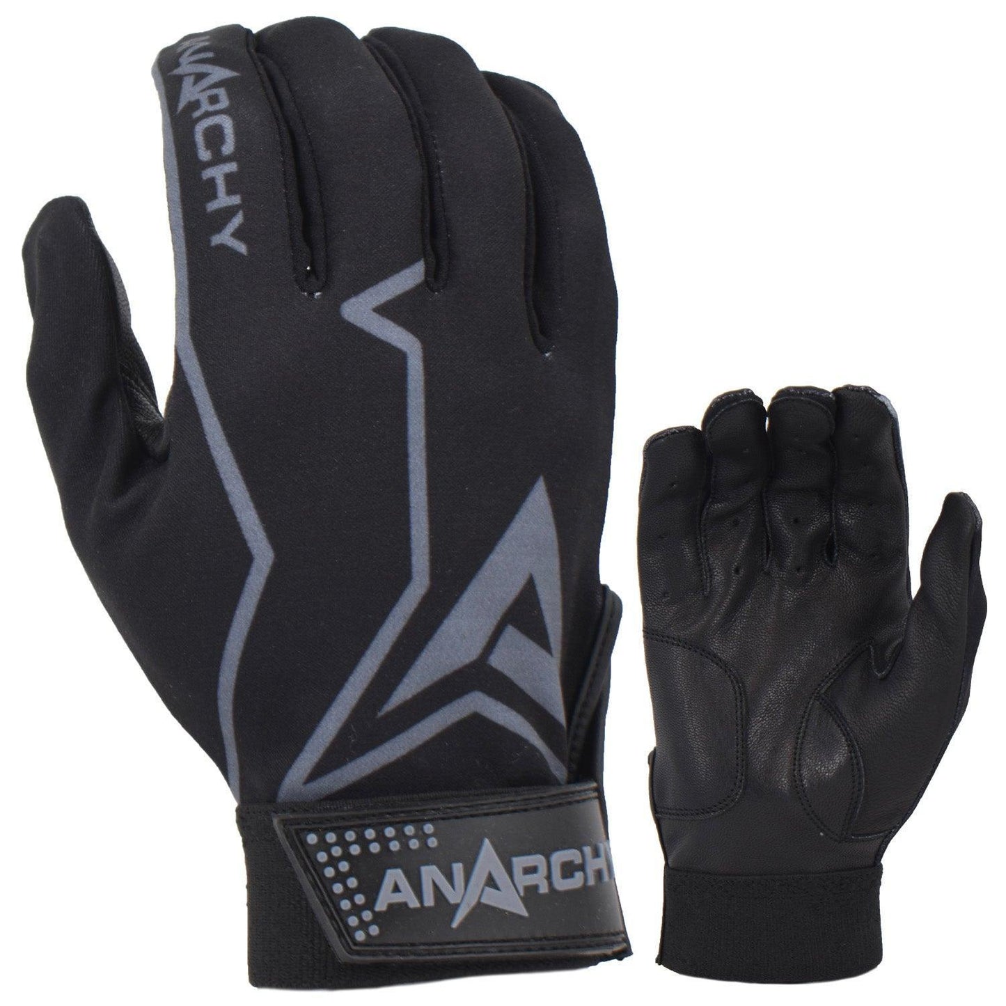 Anarchy Premium Batting Gloves- Black/Grey – Primary View | Smash It Sports