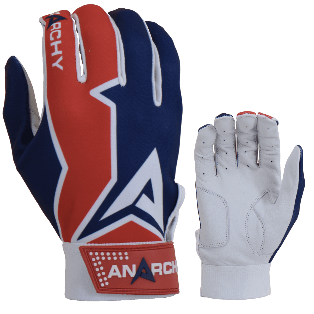 Anarchy Premium Batting Gloves- Red/White/Blue – Specs Overview | Smash It Sports