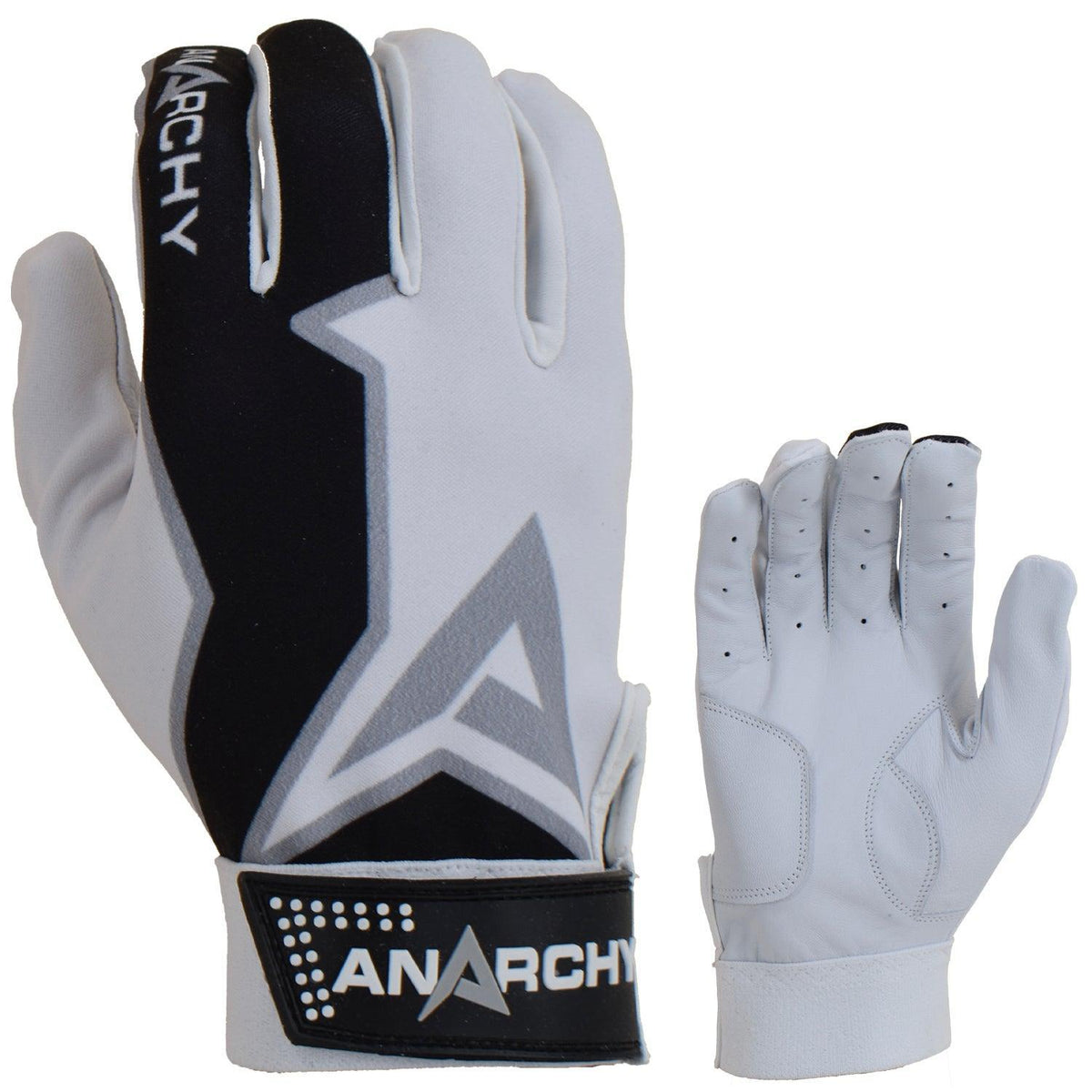 Anarchy Premium Batting Gloves- White/Black – Primary View | Smash It Sports