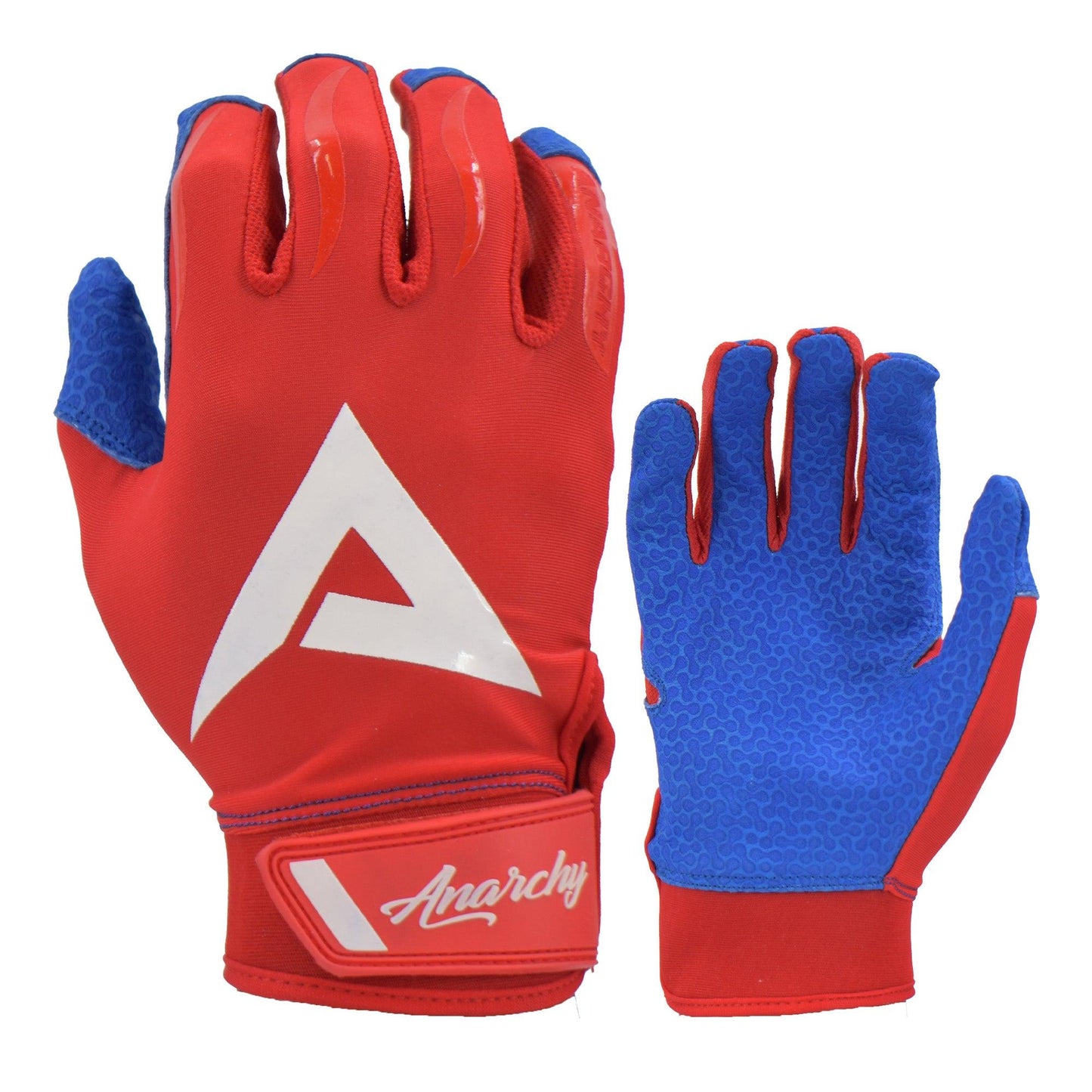 Anarchy Pro Grip Batting Gloves - Red/Royal/White - Smash It Sports
