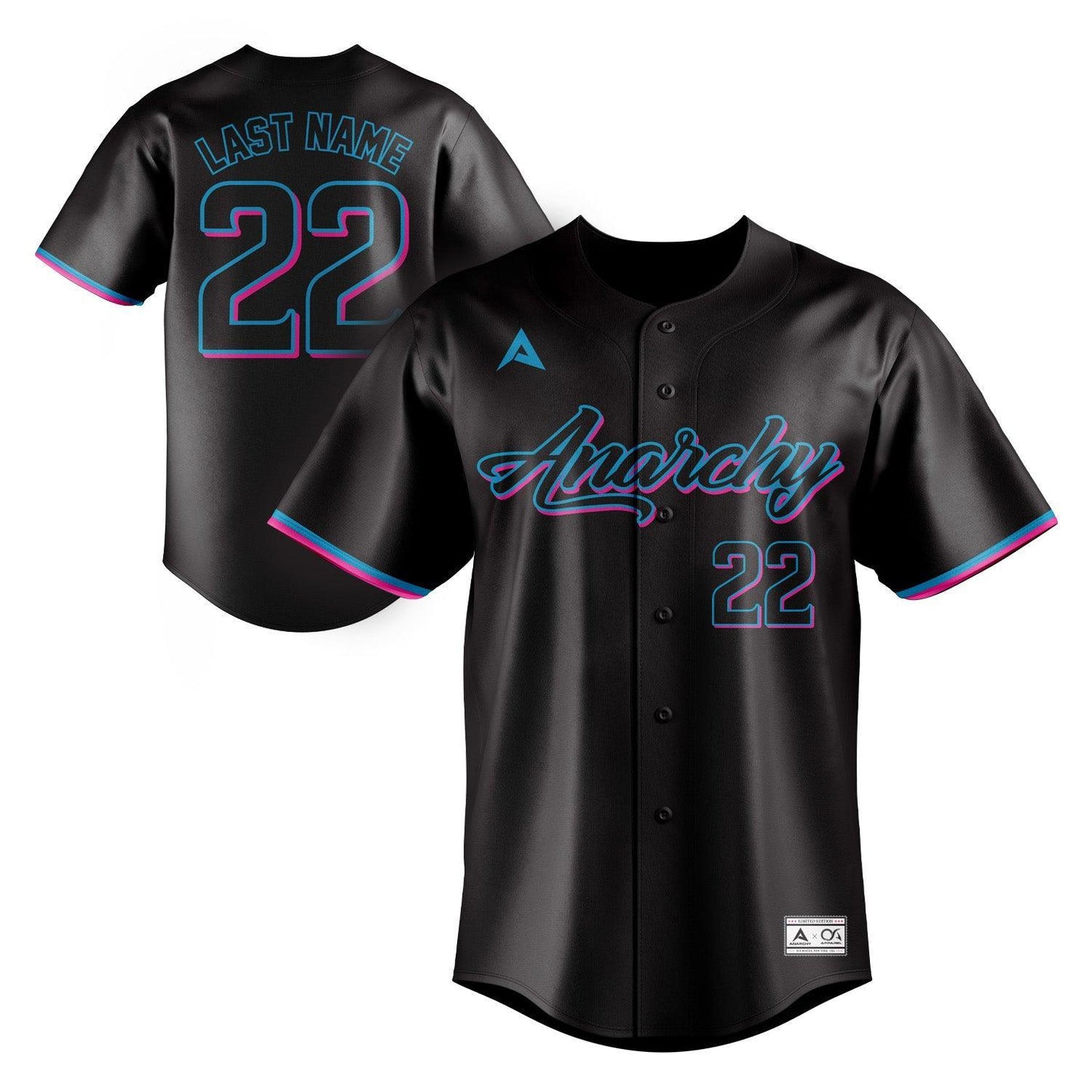 Anarchy Short Sleeve Full Button Jersey (Customized Buy-In) - Black – Product View | Smash It Sports | pro