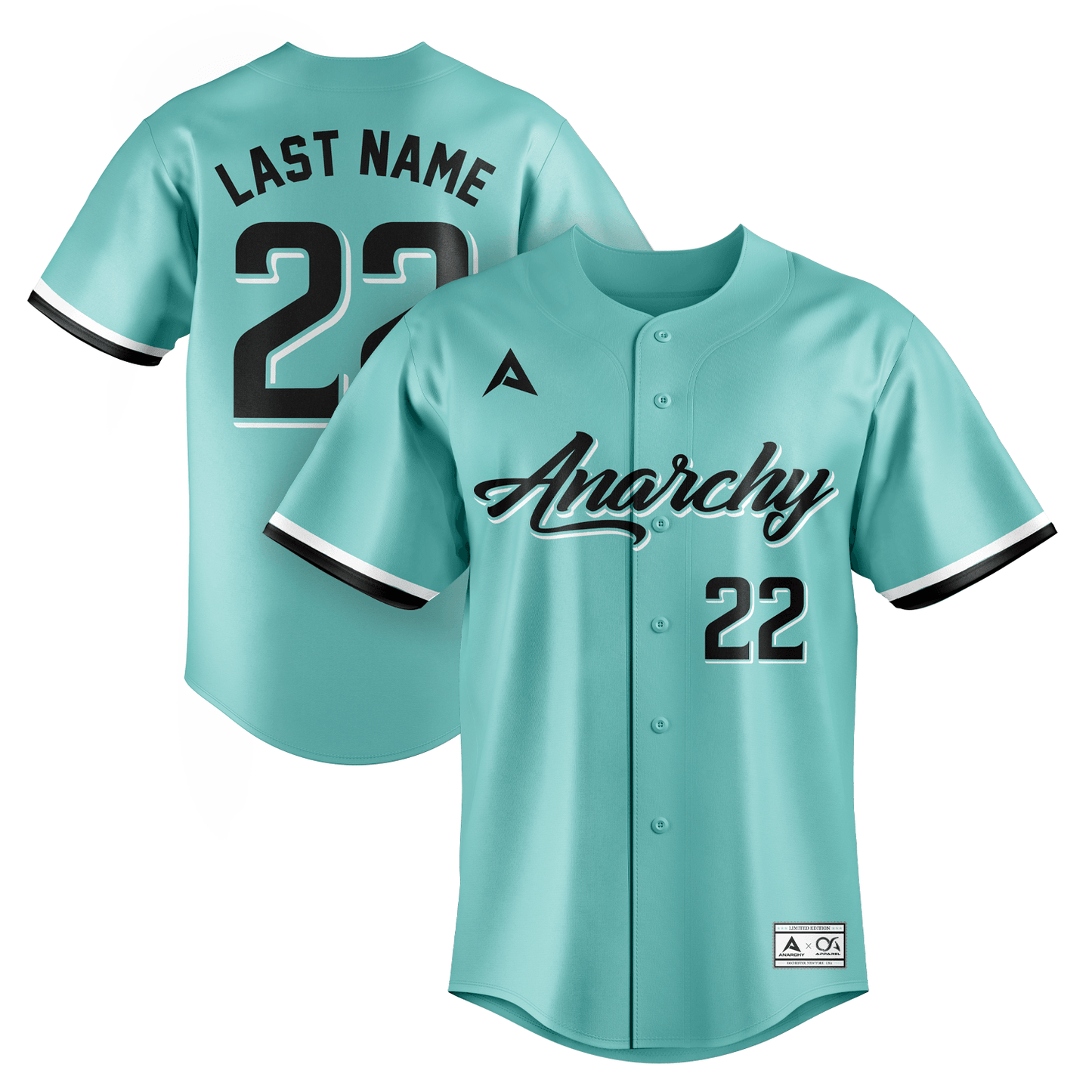 Anarchy Short Sleeve Full Button Jersey (Customized Buy-In) - Mint/Black - Smash It Sports