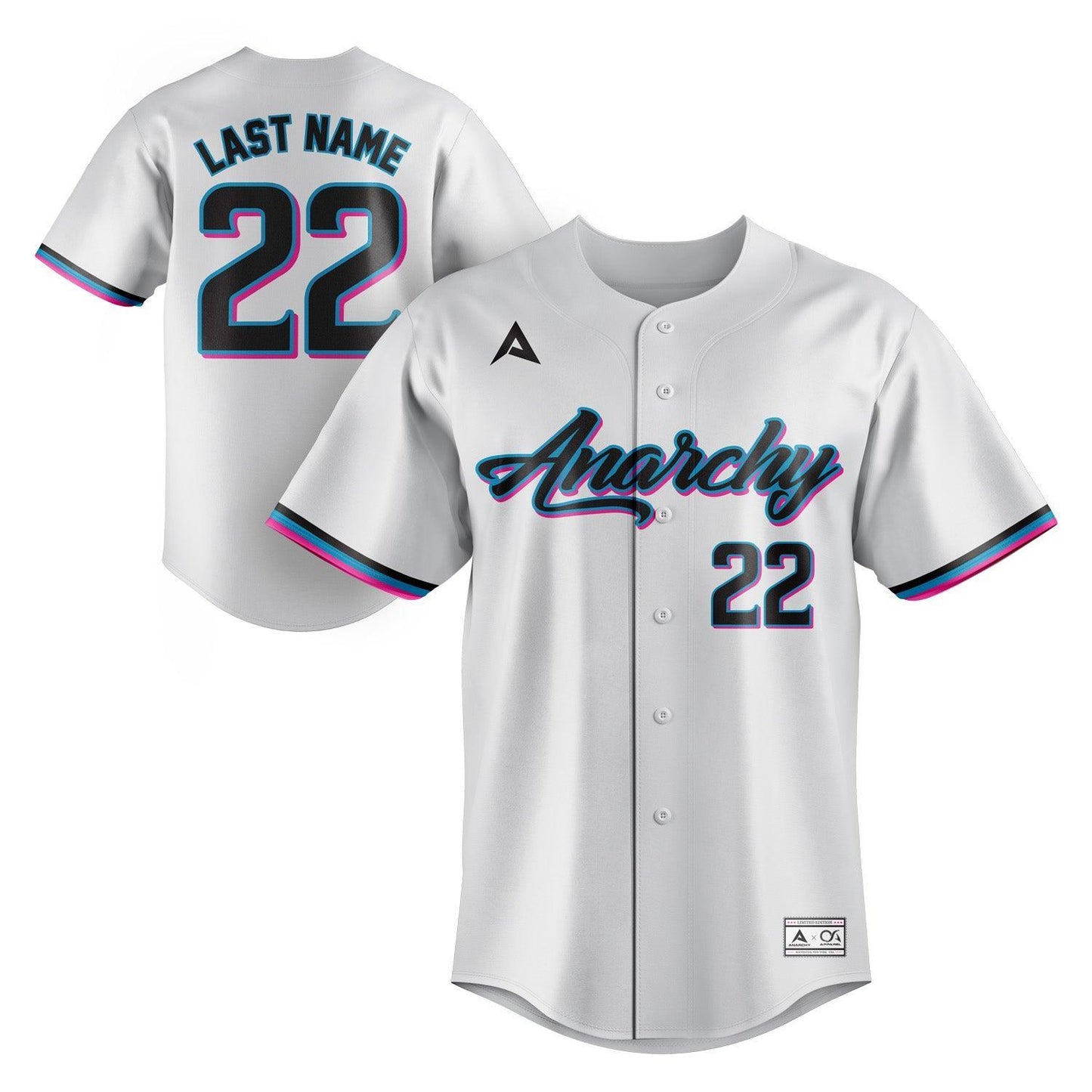 Anarchy Short Sleeve Full Button Jersey (Customized Buy-In) - White – Product View | Smash It Sports | pro