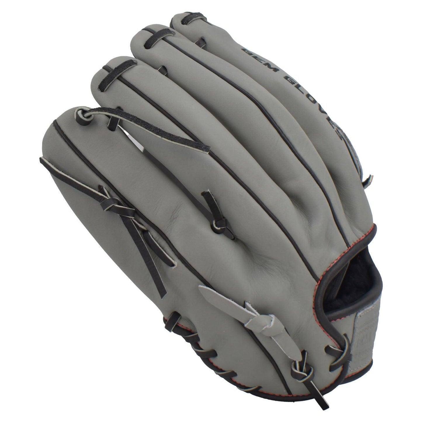 Gem Gloves Softball Fielding Glove - GEM009 Charcoal/Black/Red – Product View | Smash It Sports | leather, kip, pro