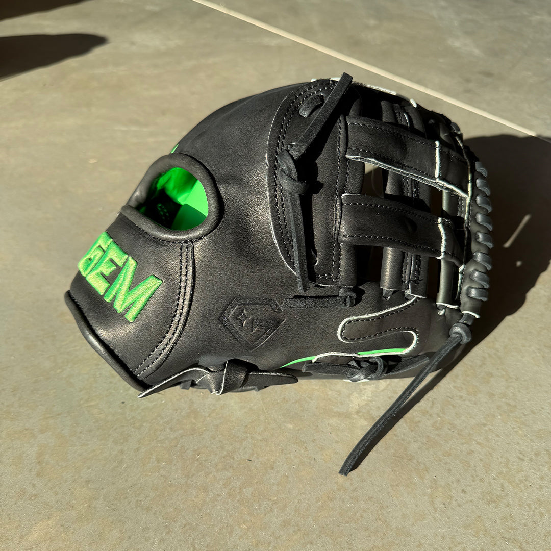 Gem Gloves Baseball Fielding Glove - GEM081 Shadow Slime – Product View | Smash It Sports | leather, kip, pro