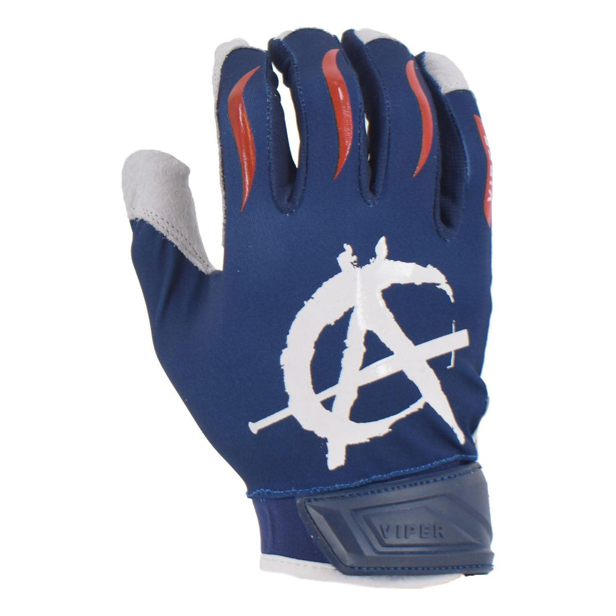 Viper Lite Premium Batting Gloves Leather Palm - Anarchy Edition Navy/Red/White – Primary View | Smash It Sports