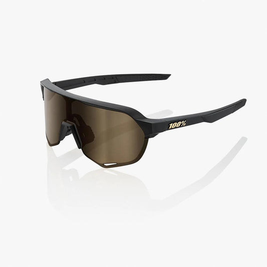 100 Percent Sunglasses - S2 - Matte Black - Soft Gold Mirror Lens - Smash It Sports