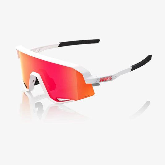 100 Percent Sunglasses - SLENDALE - Matte White - HiPER Red Multilayer Mirror Lens - Smash It Sports