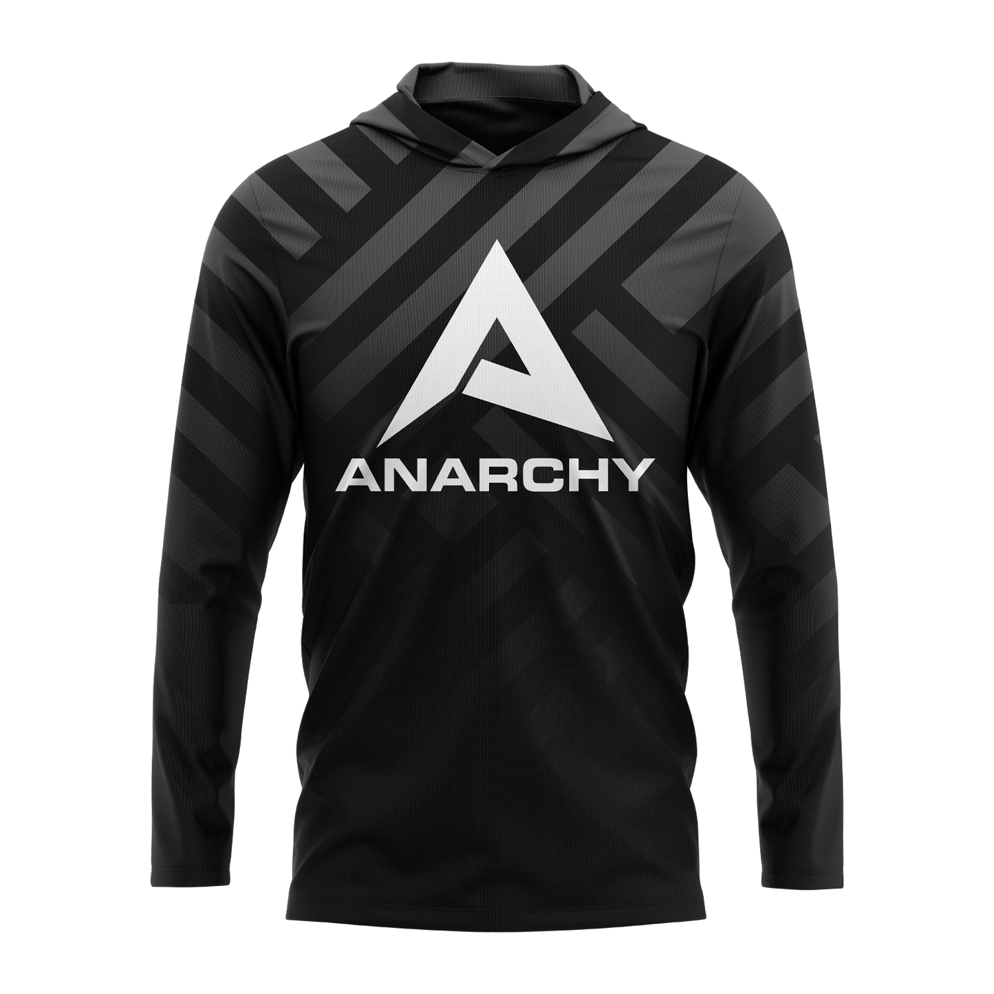 Anarchy Hooded Long Sleeve Tee - Black/Charcoal Geometric Fade