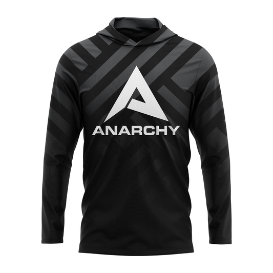 Anarchy Hooded Long Sleeve Tee - Black/Charcoal Geometric Fade