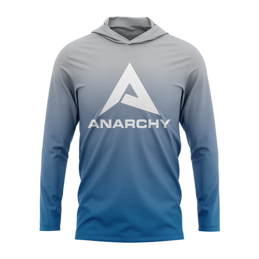 Anarchy Hooded Long Sleeve Tee - Gray/Blue Fade