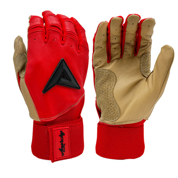 Anarchy Grindstone Long Cuff Batting Glove - Red/Tan/Black