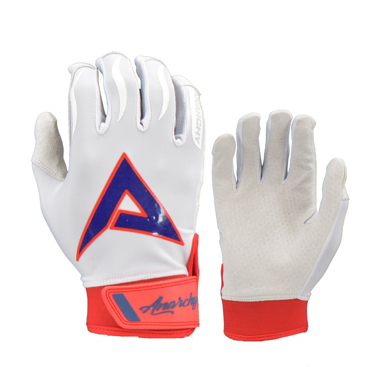 Anarchy Pro Grip Batting Gloves - Whiteout - Navy/Red