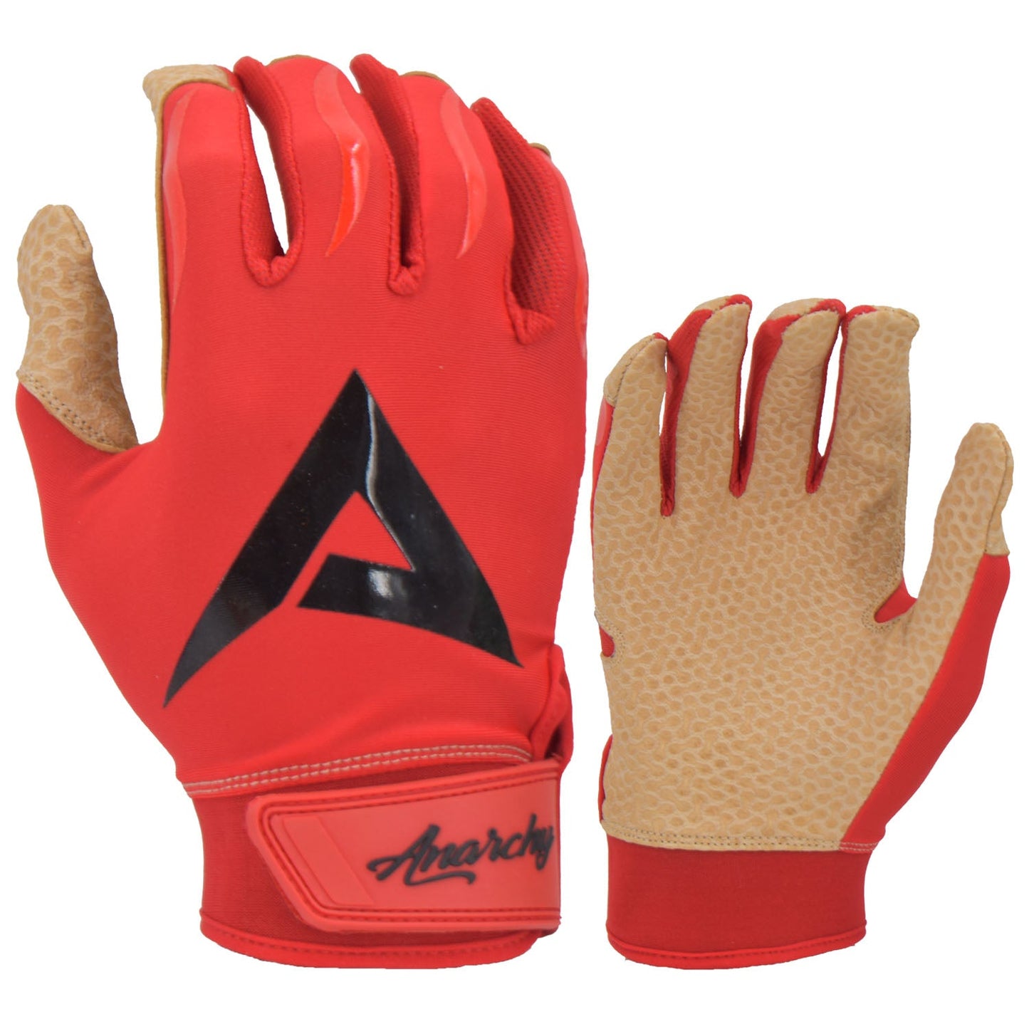 Anarchy Pro Grip Batting Gloves - Red/Tan/Black