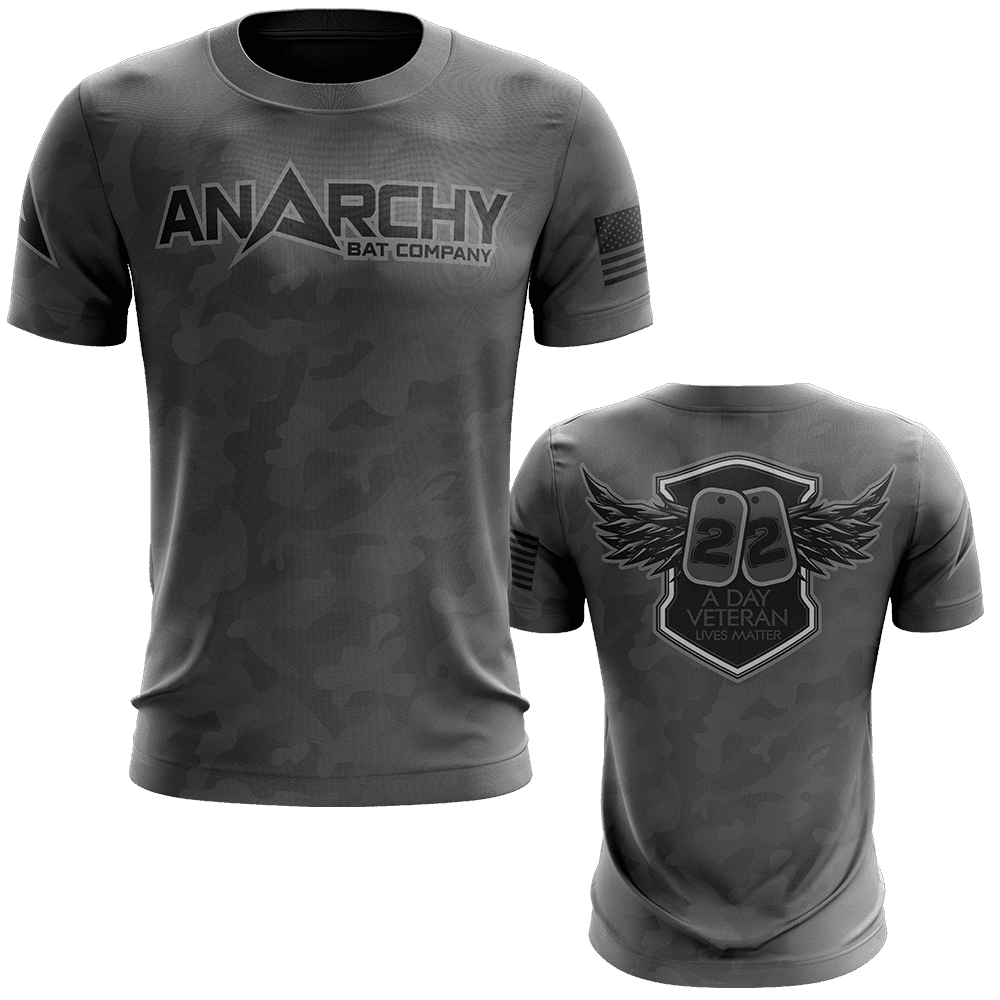 Anarchy Bat Company Short Sleeve Shirt - 22 A Day Veterans Lives Matter - Smash It Sports