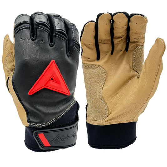 Anarchy Grindstone Short Cuff Batting Glove - Black/Tan/Red
