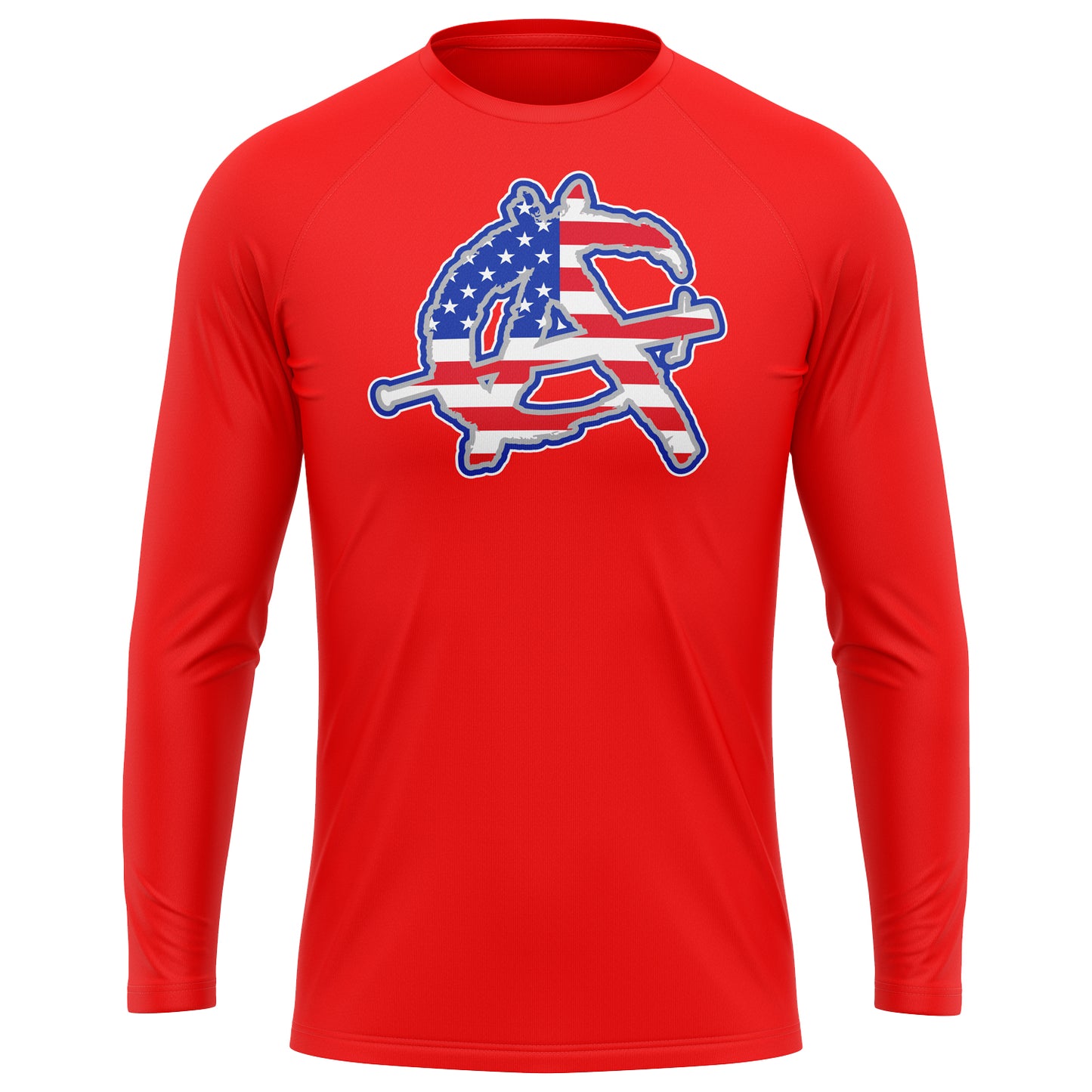 Anarchy Performance Long Sleeve Crew Neck Tee - Red/USA